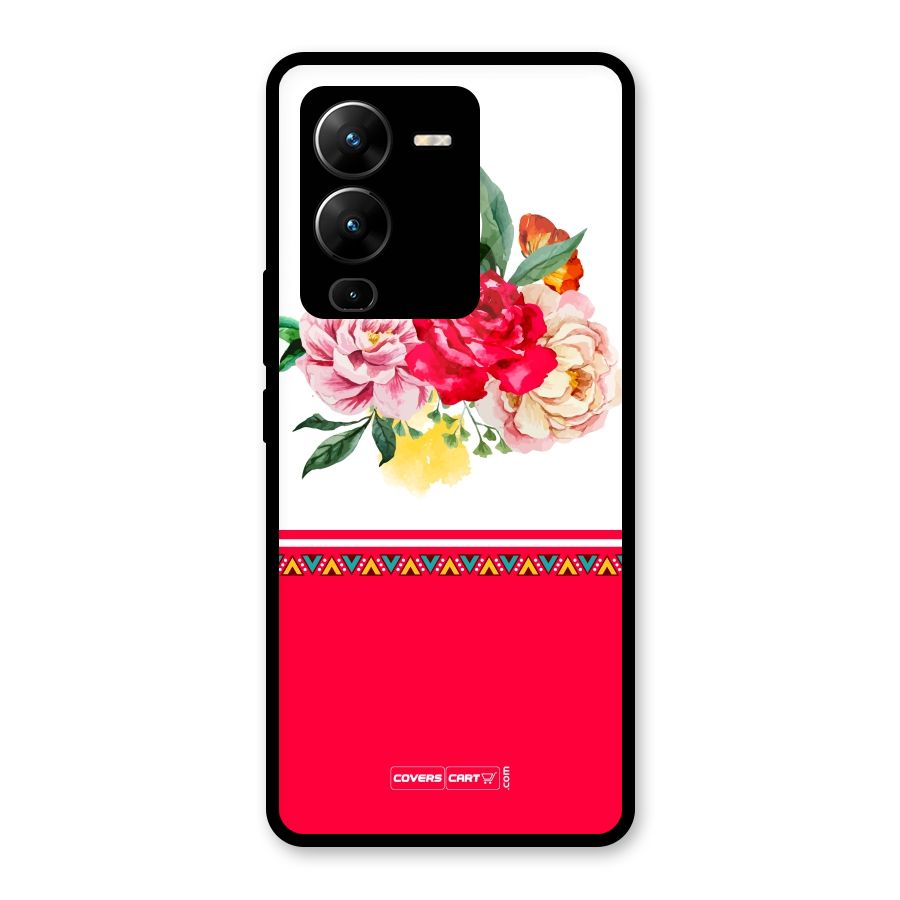 Flower Fusion Glass Back Case for Vivo V25 Pro