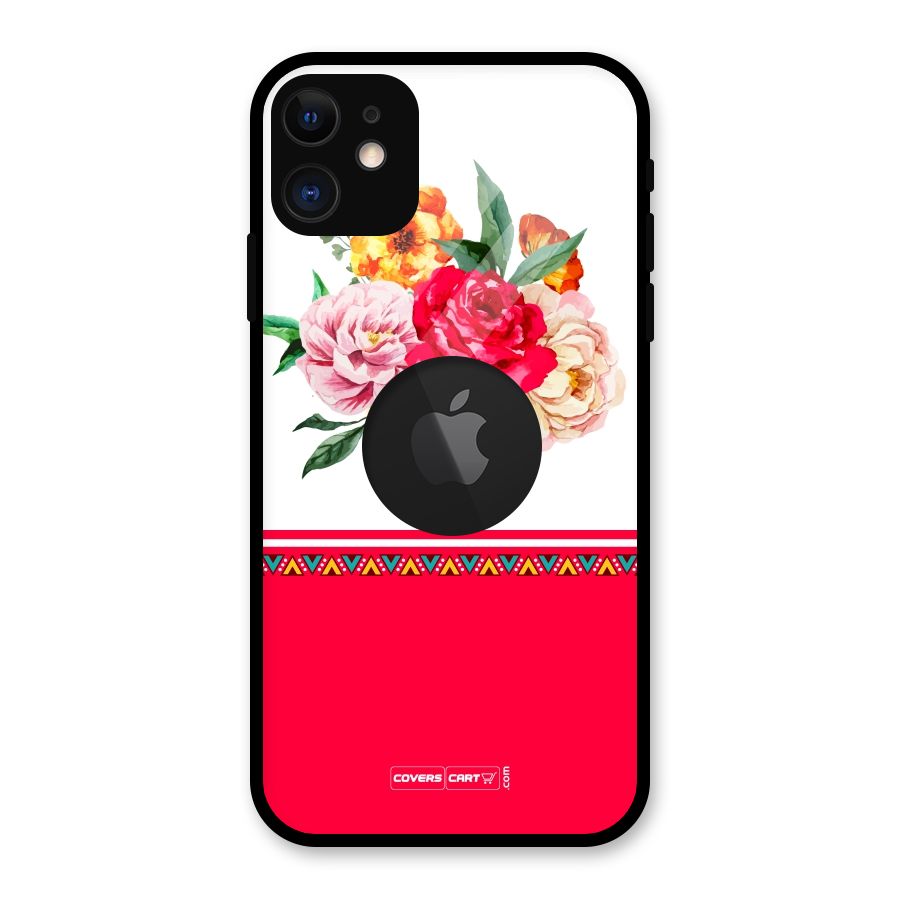 Flower Fusion Glass Back Case for iPhone 11 Logo Cut