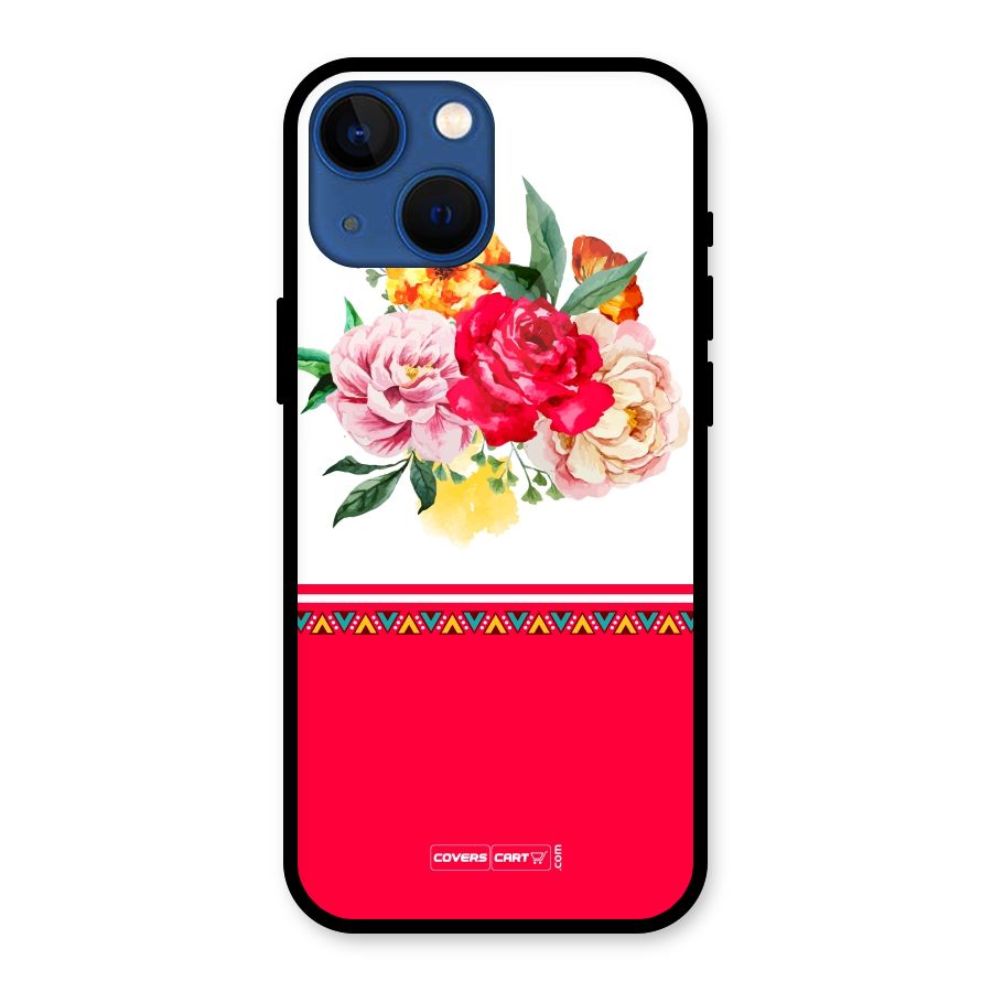 Flower Fusion Glass Back Case for iPhone 13 Mini