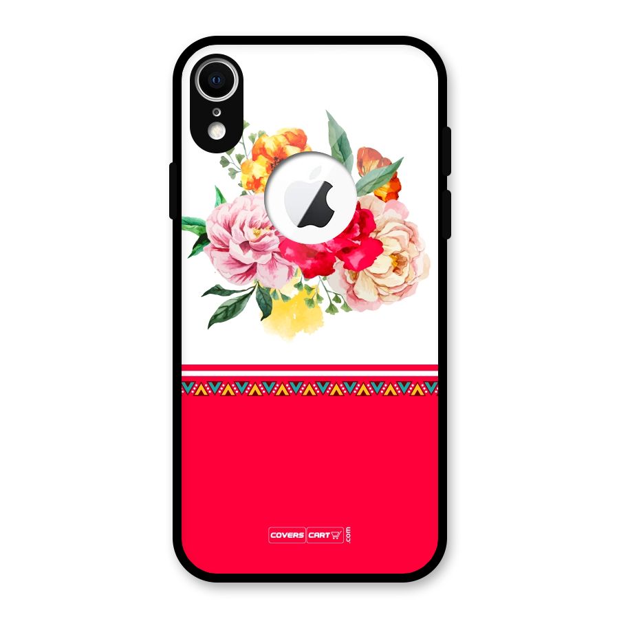 Flower Fusion Glass Back Case for iPhone XR Logo Cut