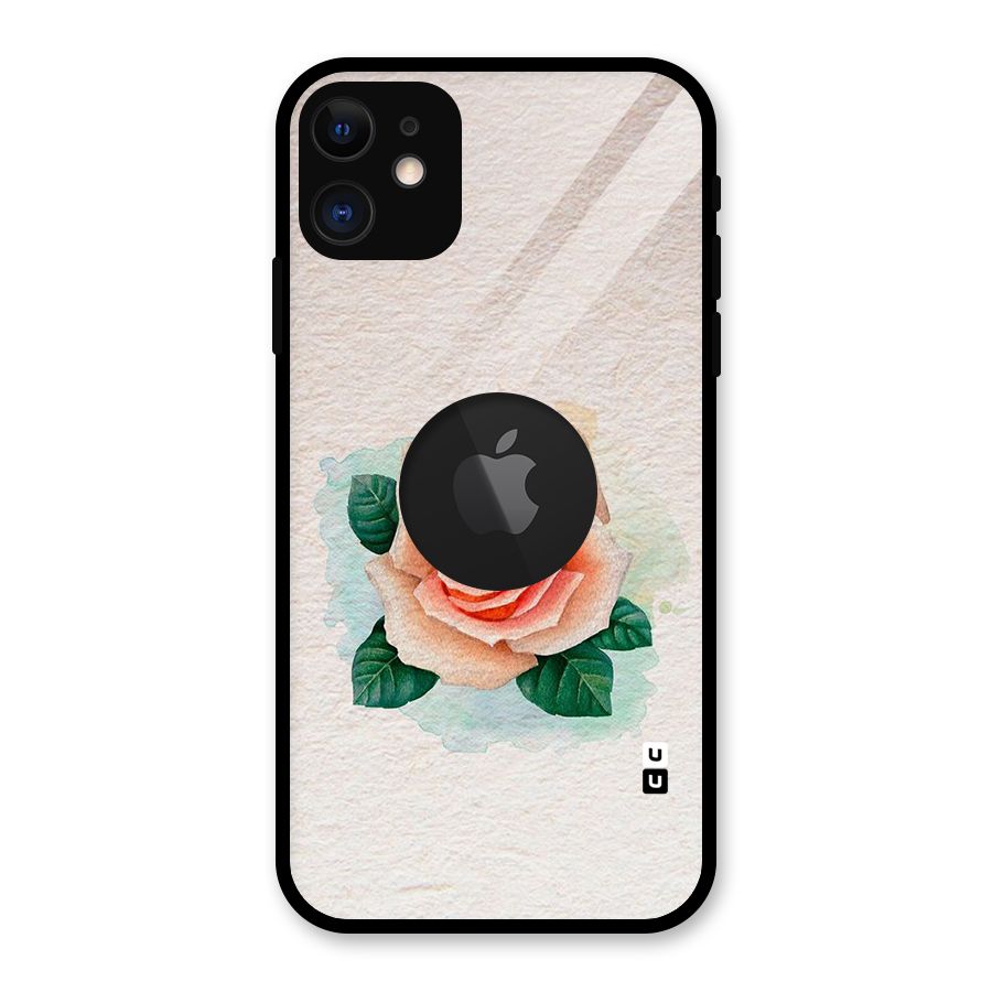 Flower Water Art Glass Back Case for iPhone 11 Logo Cut