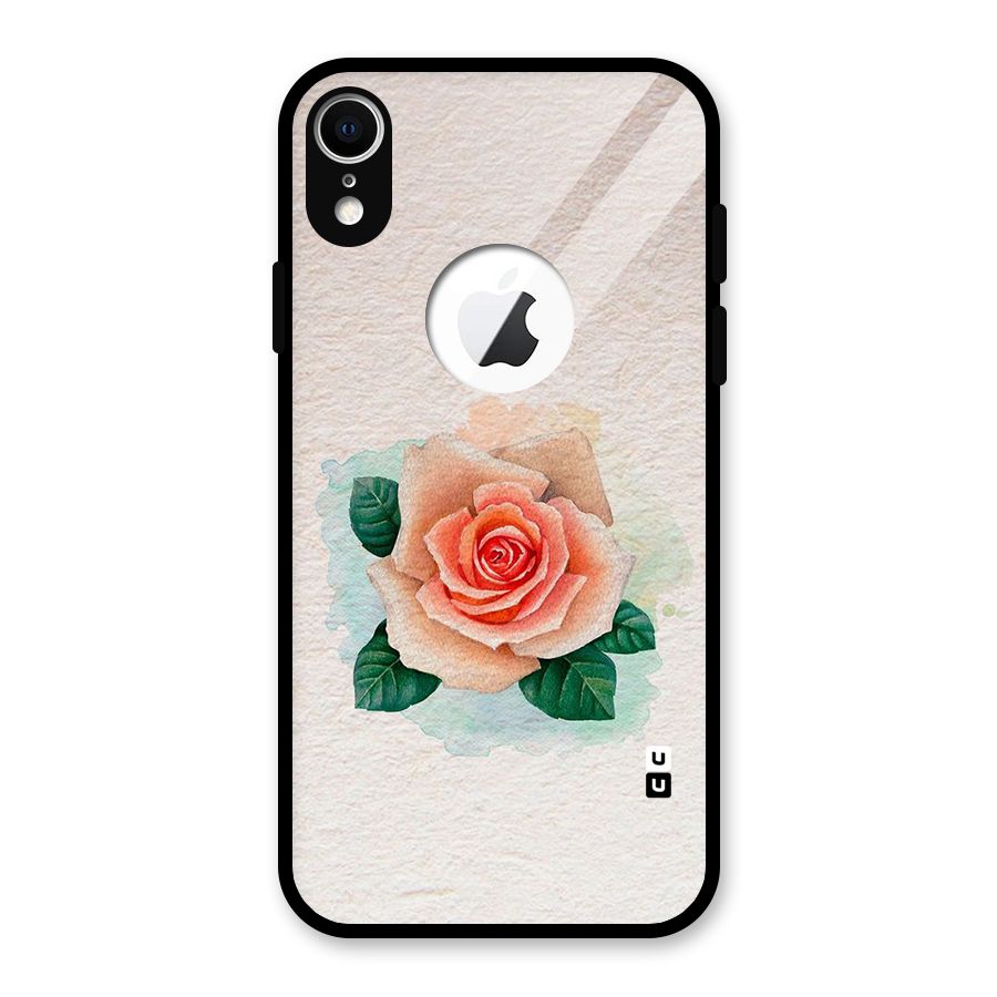 Flower Water Art Glass Back Case for iPhone XR Logo Cut