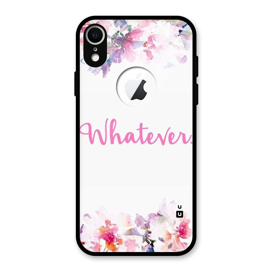 Flower Whatever Glass Back Case for iPhone XR Logo Cut
