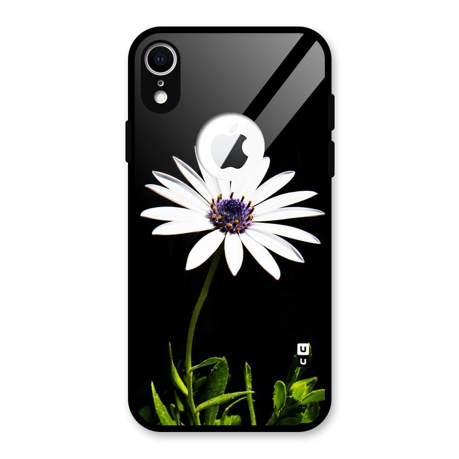 Flower White Spring Glass Back Case for iPhone XR Logo Cut