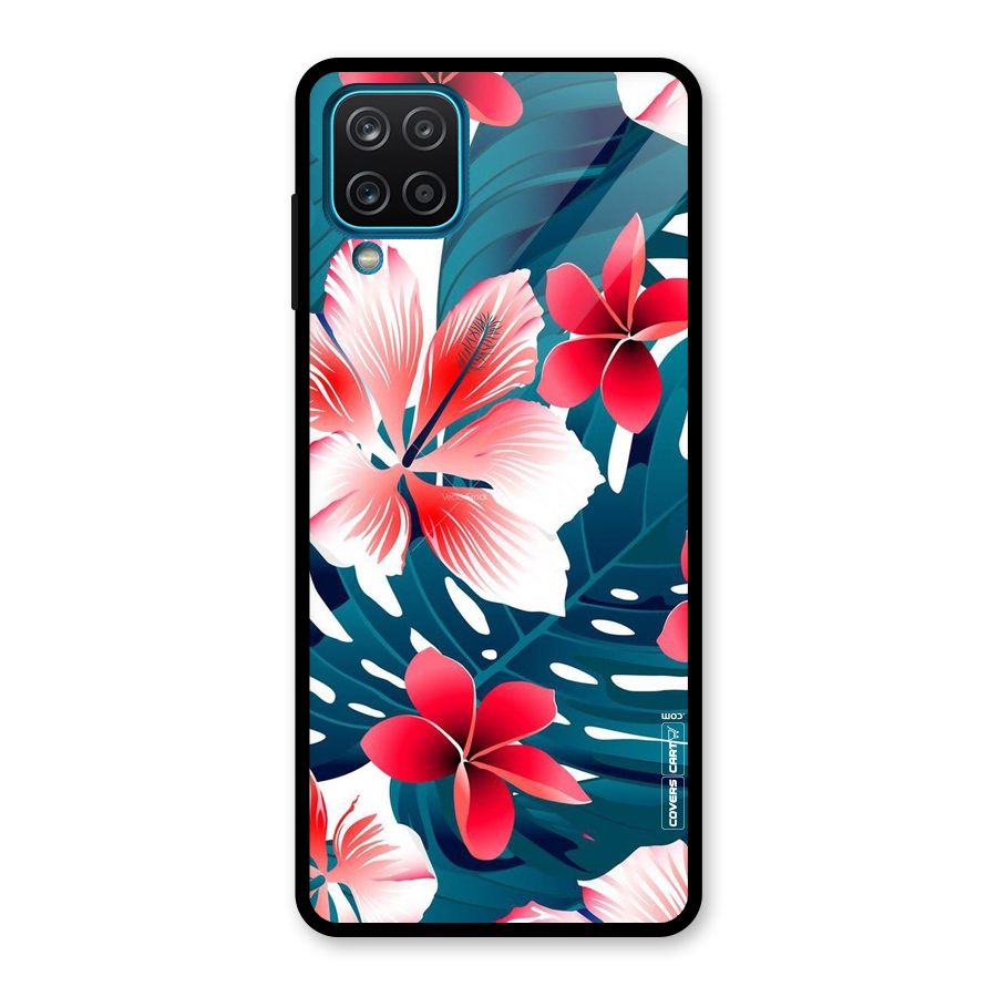 Flower design Glass Back Case for Galaxy A12