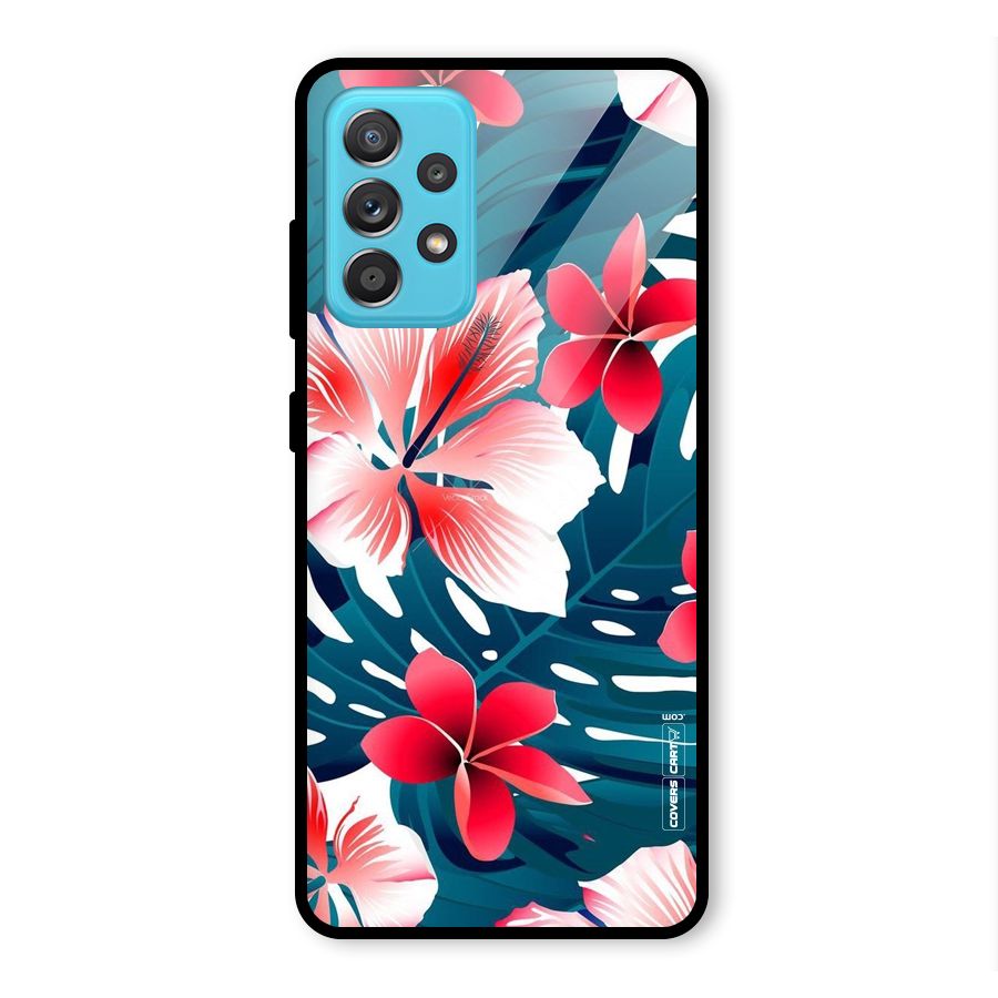 Flower design Glass Back Case for Galaxy A52