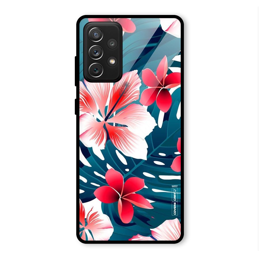 Flower design Glass Back Case for Galaxy A72