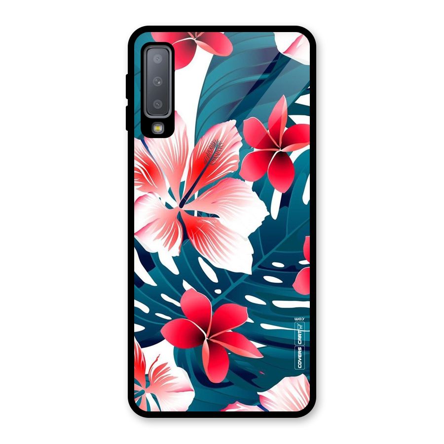 Flower design Glass Back Case for Galaxy A7 (2018)