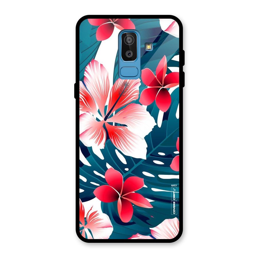 Flower design Glass Back Case for Galaxy J8