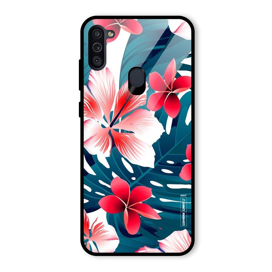 Flower design Glass Back Case for Galaxy M11
