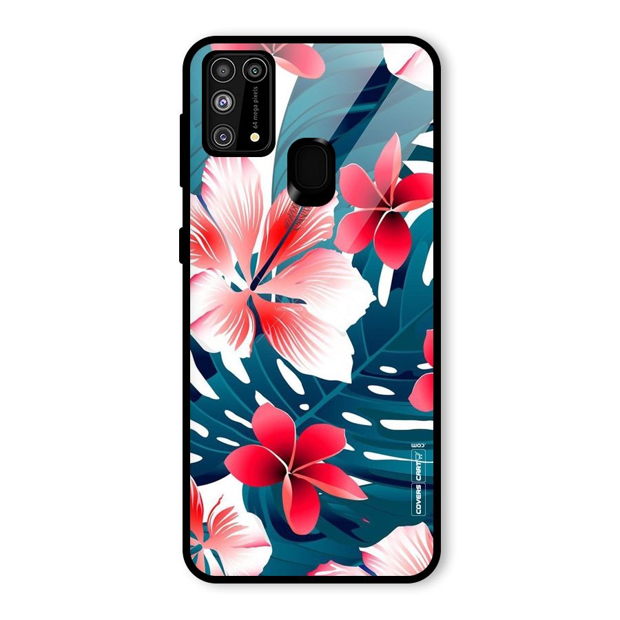 Flower design Glass Back Case for Galaxy M31