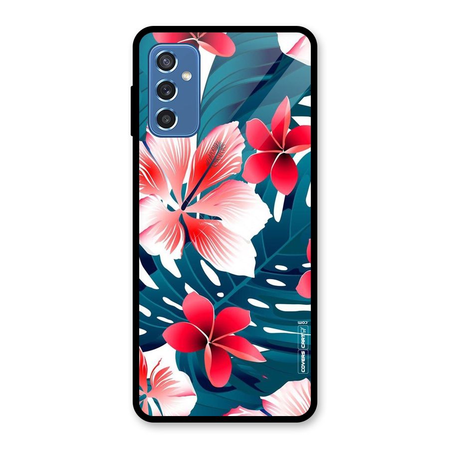 Flower design Glass Back Case for Galaxy M52 5G
