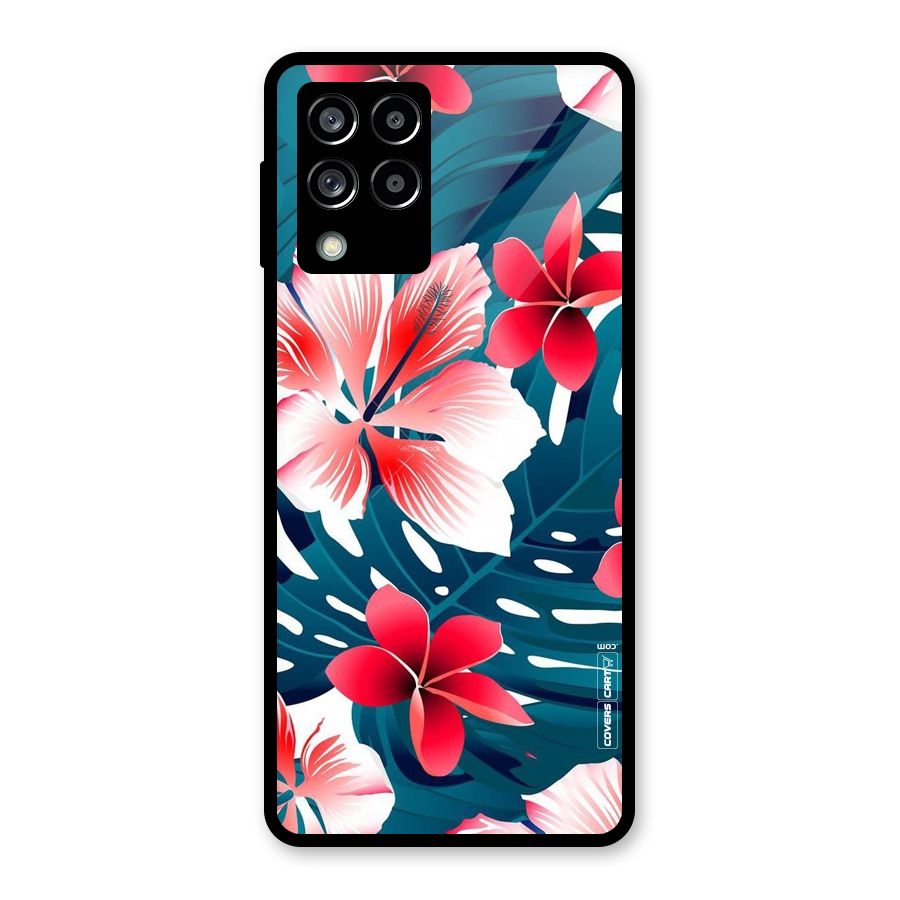 Flower design Glass Back Case for Galaxy M53 5G