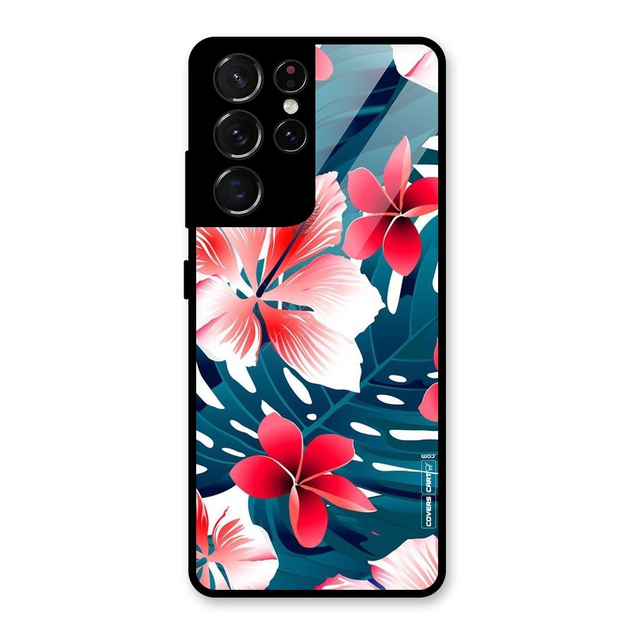 Flower design Glass Back Case for Galaxy S21 Ultra 5G