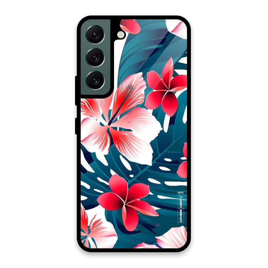 Flower design Glass Back Case for Galaxy S22 5G