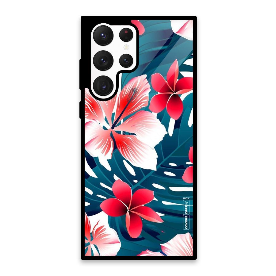Flower design Glass Back Case for Galaxy S22 Ultra 5G