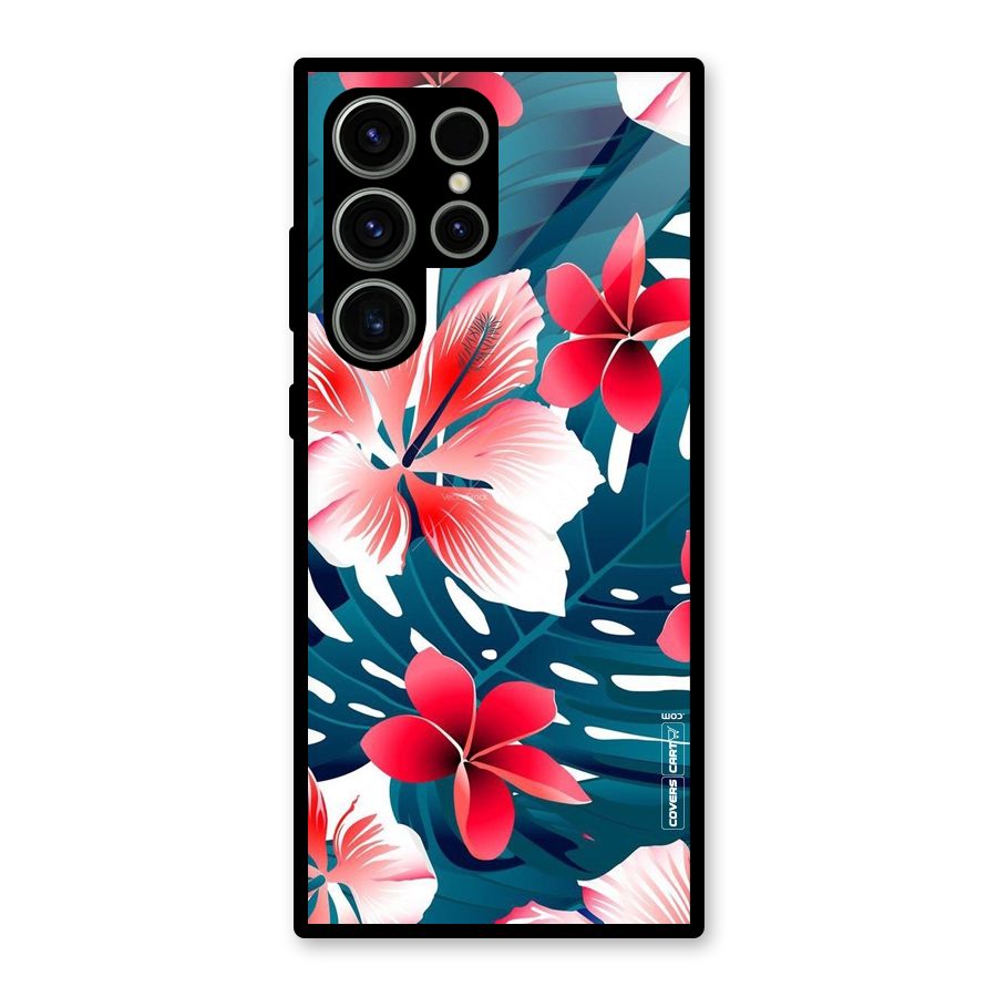 Flower design Glass Back Case for Galaxy S23 Ultra