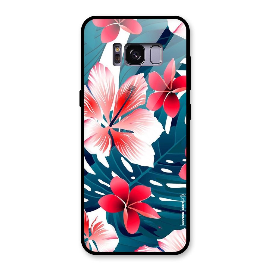 Flower design Glass Back Case for Galaxy S8