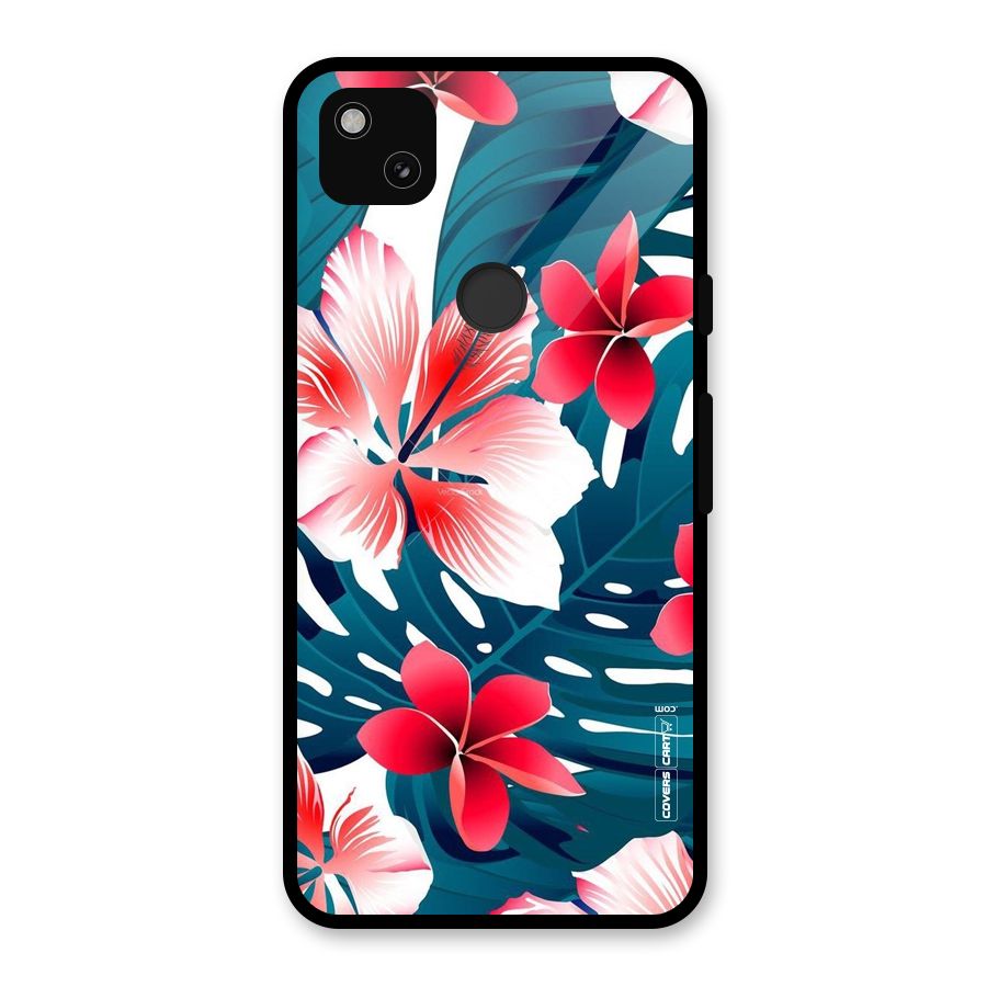 Flower design Glass Back Case for Google Pixel 4a