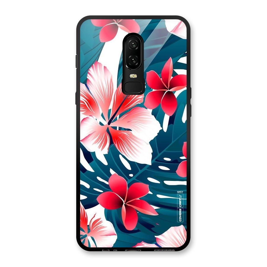 Flower design Glass Back Case for OnePlus 6