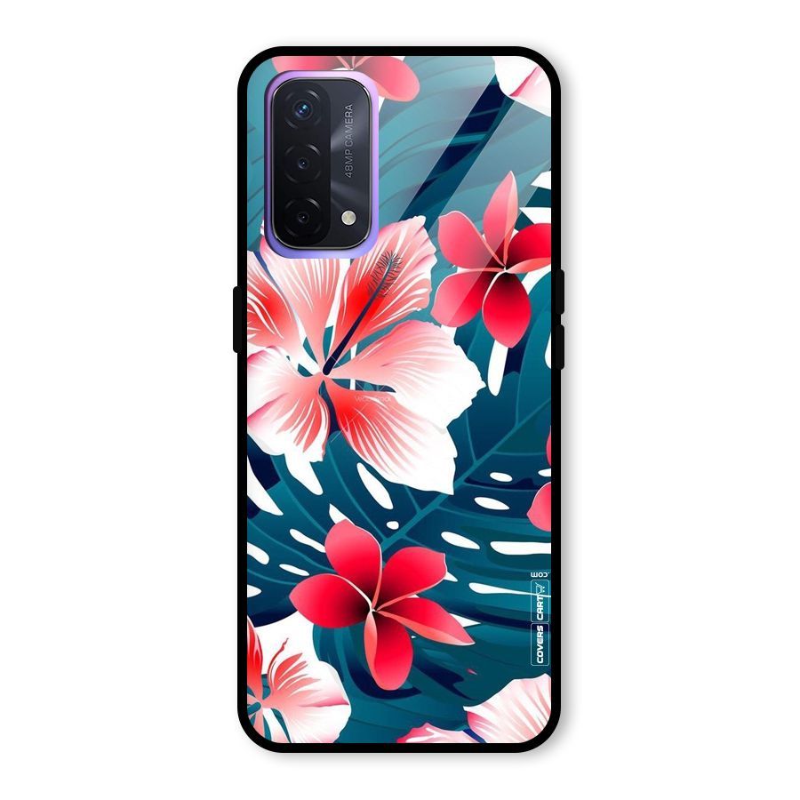 Flower design Glass Back Case for Oppo A74 5G