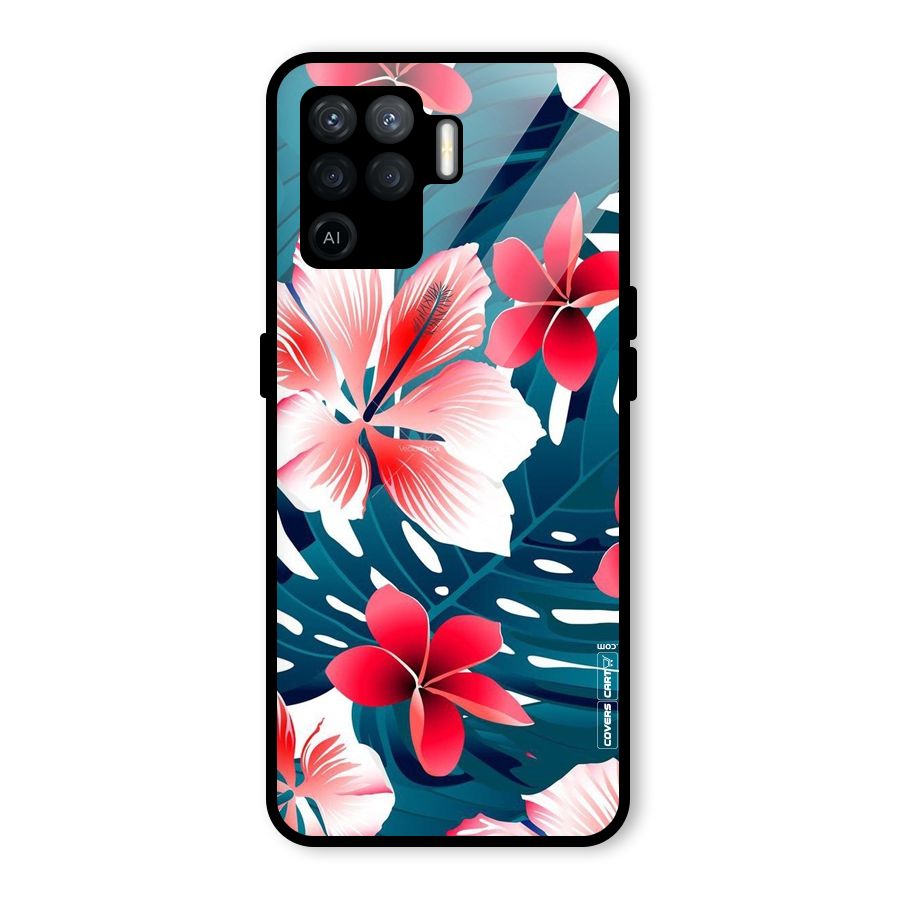 Flower design Glass Back Case for Oppo F19 Pro