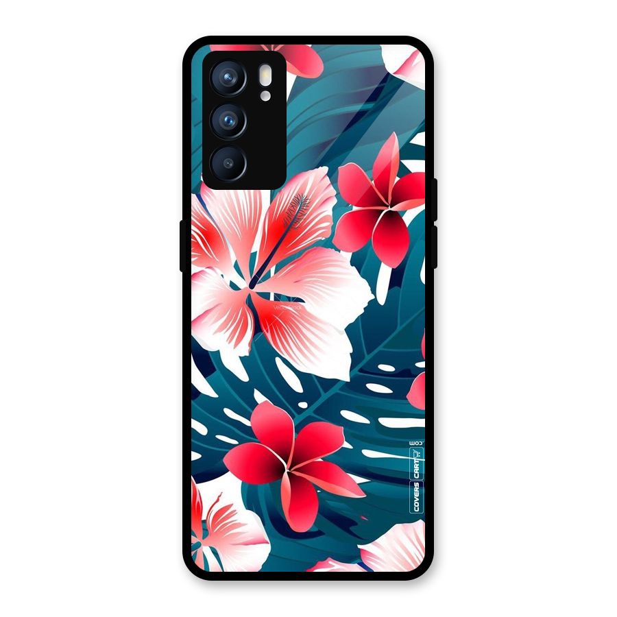 Flower design Glass Back Case for Oppo Reno6 5G