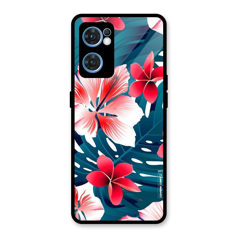 Flower design Glass Back Case for Oppo Reno7 5G