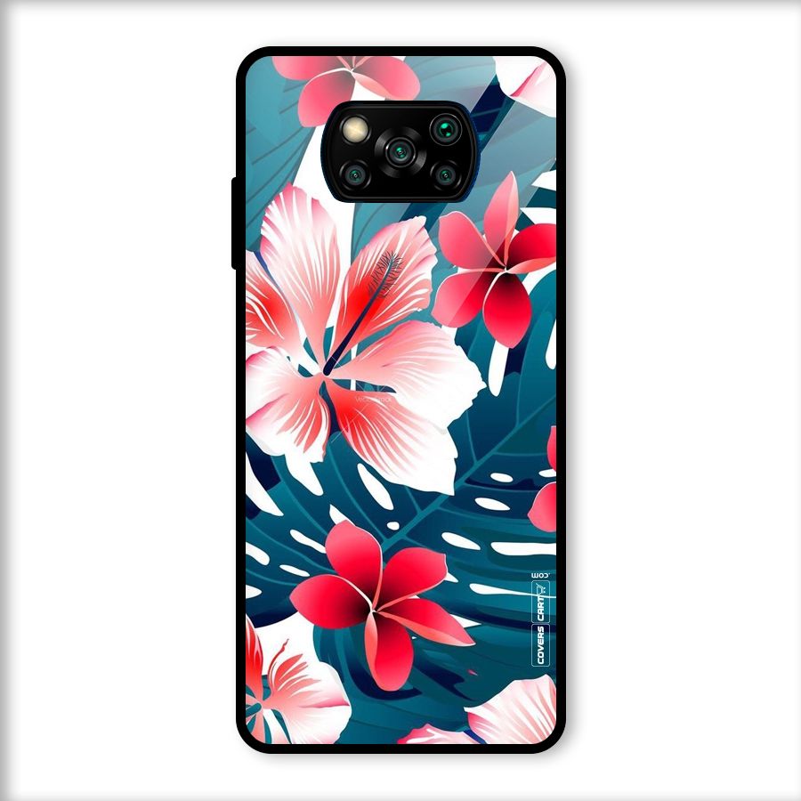 Flower design Glass Back Case for Poco X3