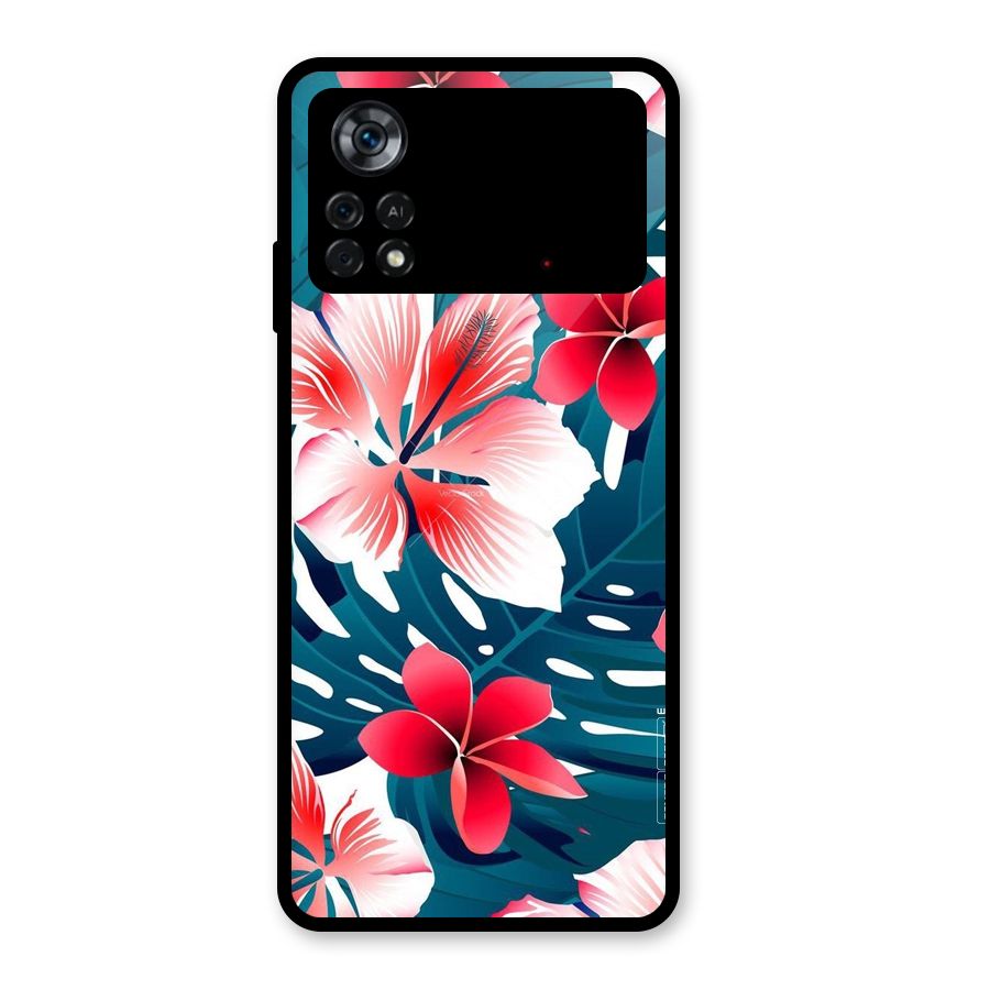 Flower design Glass Back Case for Poco X4 Pro 5G