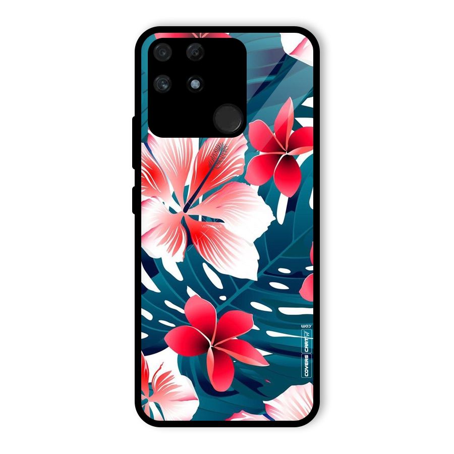 Flower design Glass Back Case for Realme Narzo 50A