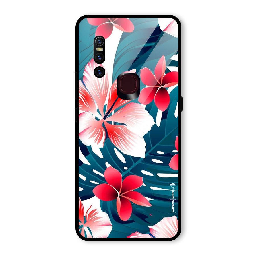 Flower design Glass Back Case for Vivo V15