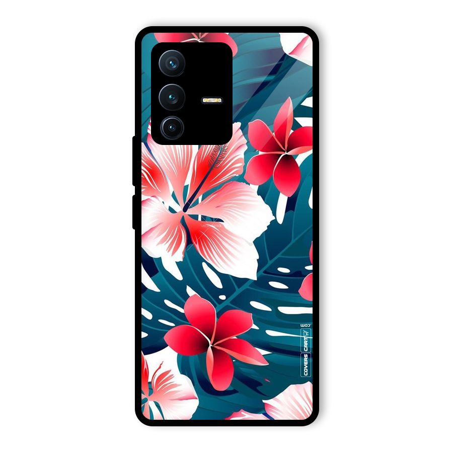 Flower design Glass Back Case for Vivo V23 Pro