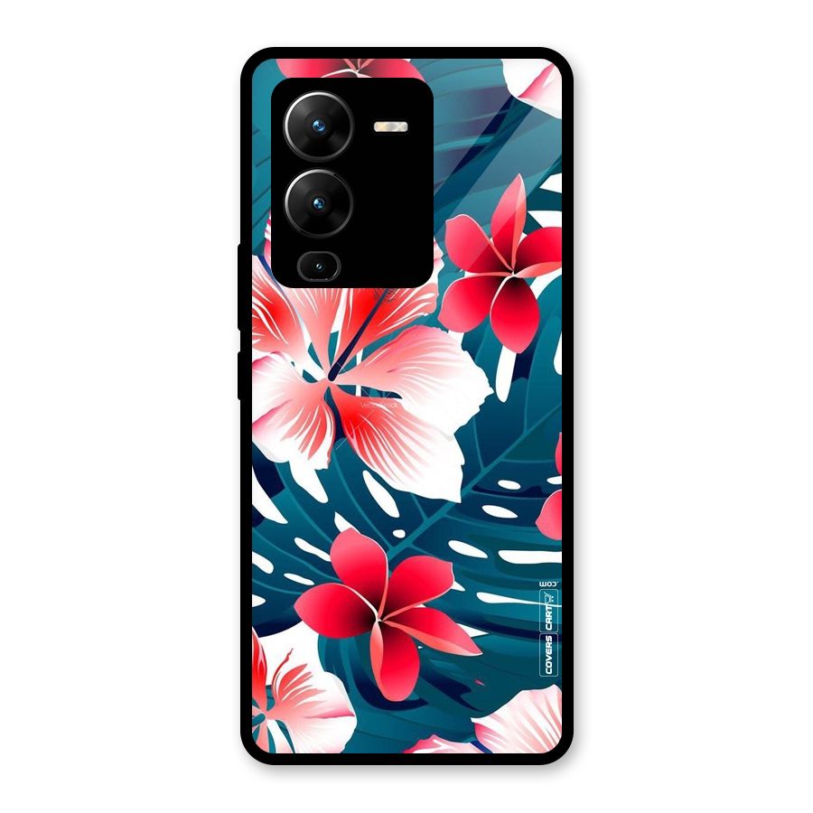 Flower design Glass Back Case for Vivo V25 Pro