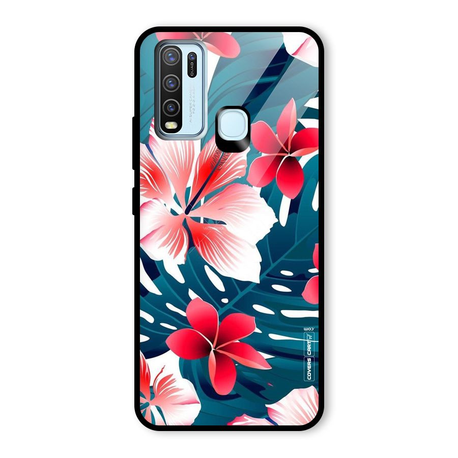Flower design Glass Back Case for Vivo Y30