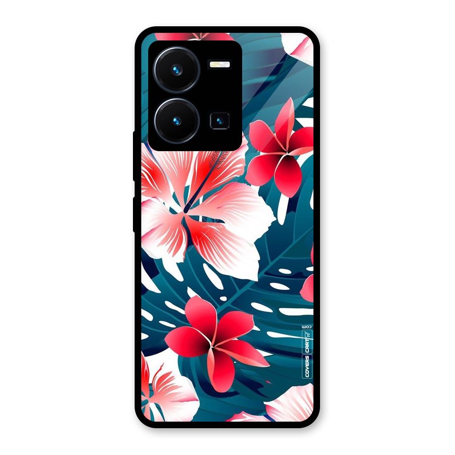Flower design Glass Back Case for Vivo Y35
