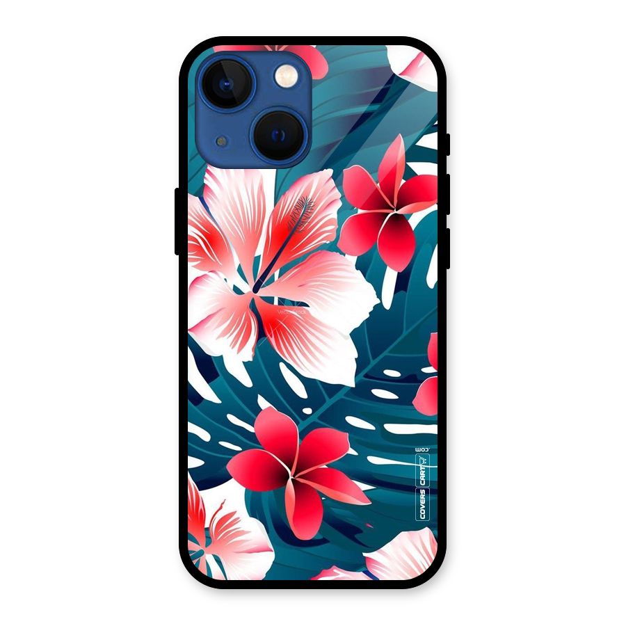 Flower design Glass Back Case for iPhone 13 Mini
