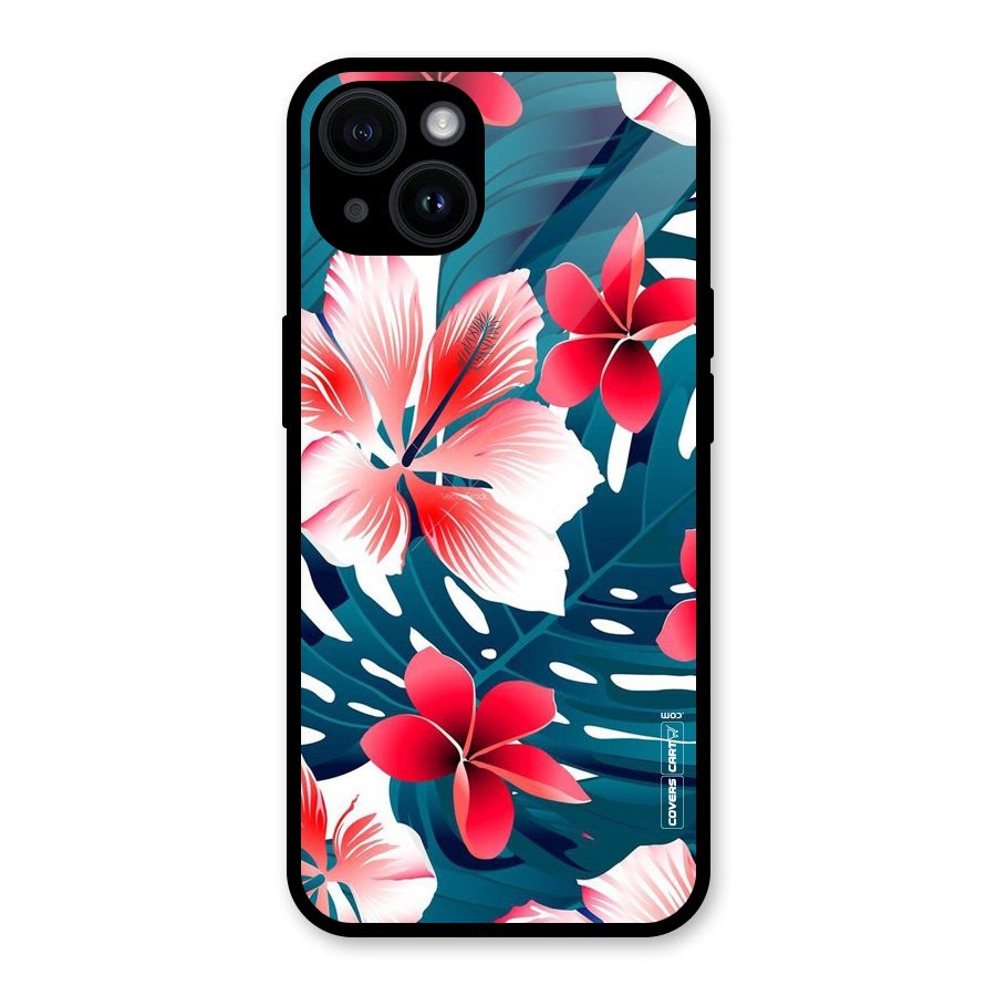 Flower design Glass Back Case for iPhone 14