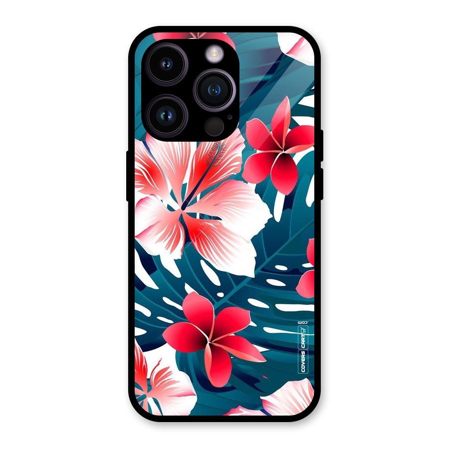 Flower design Glass Back Case for iPhone 14 Pro