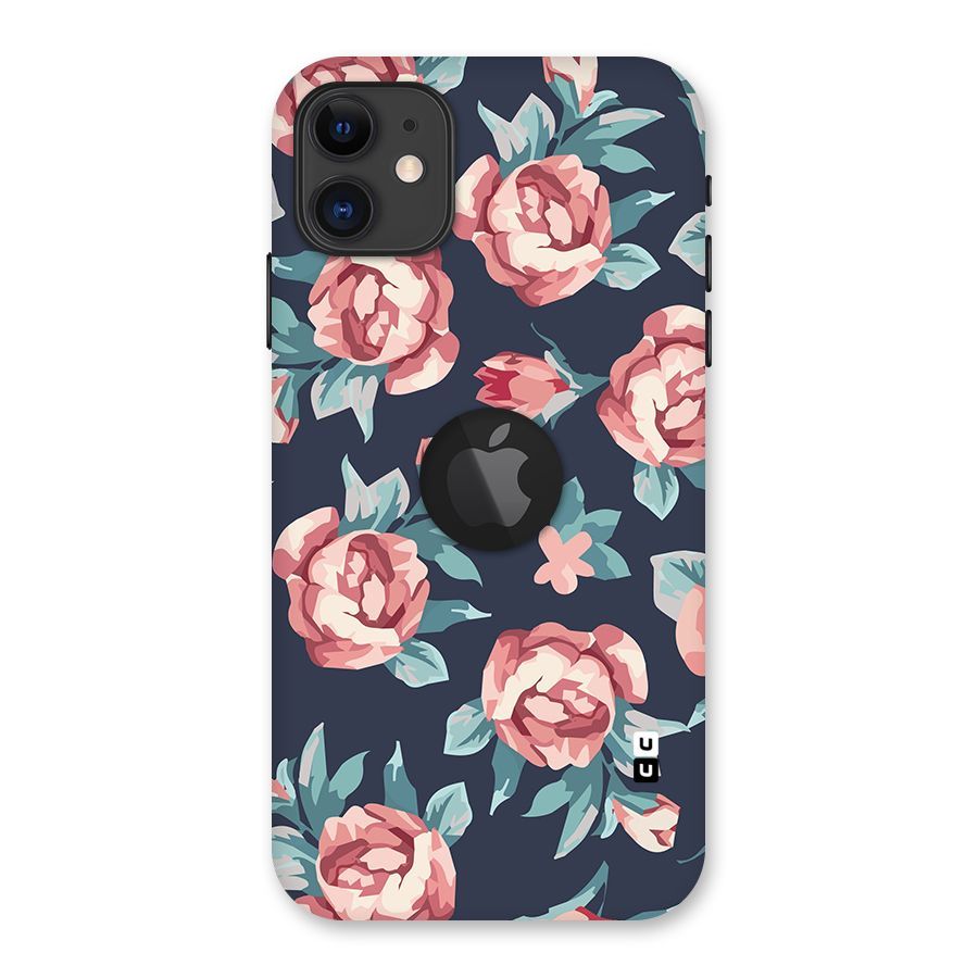 Flowers Painting Back Case for iPhone 11 Logo Cut