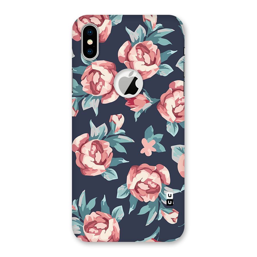 Flowers Painting Back Case for iPhone X Logo Cut