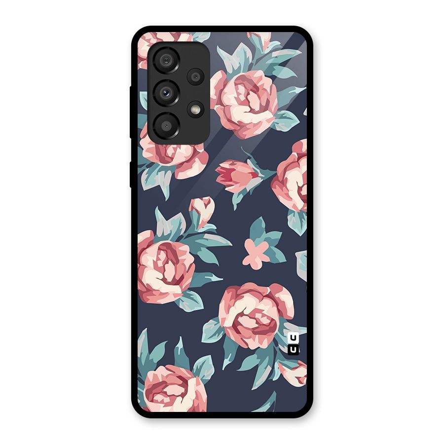 Flowers Painting Glass Back Case for Galaxy A33 5G