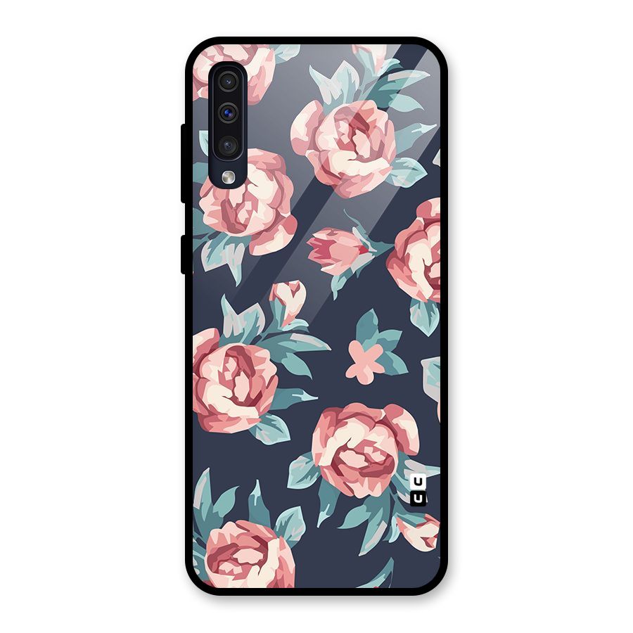 Flowers Painting Glass Back Case for Galaxy A50