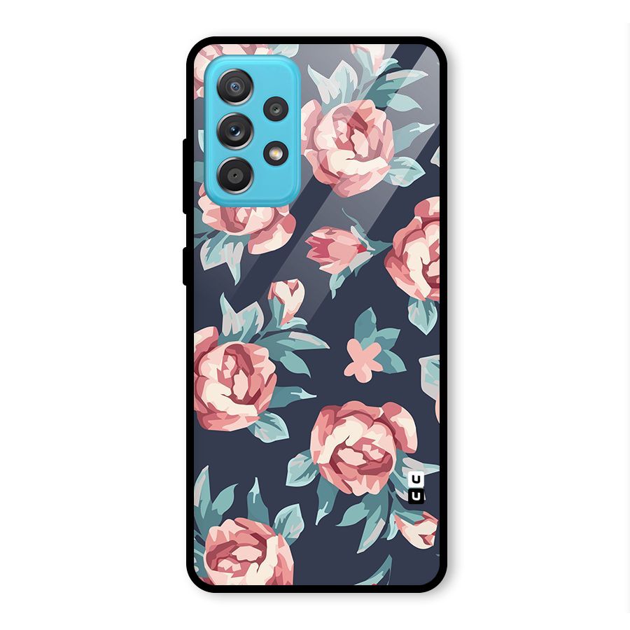 Flowers Painting Glass Back Case for Galaxy A52