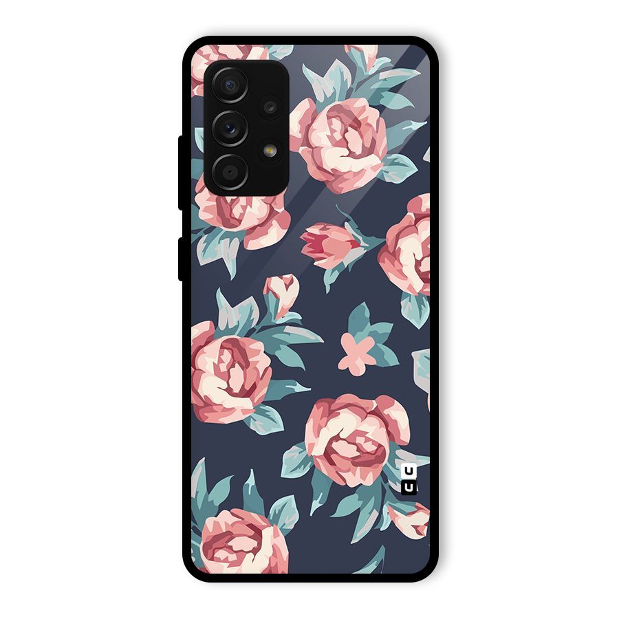 Flowers Painting Glass Back Case for Galaxy A53 5G