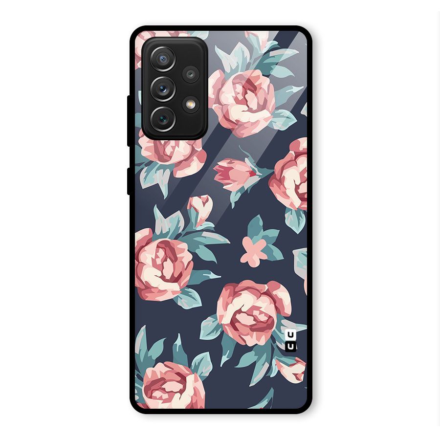 Flowers Painting Glass Back Case for Galaxy A72