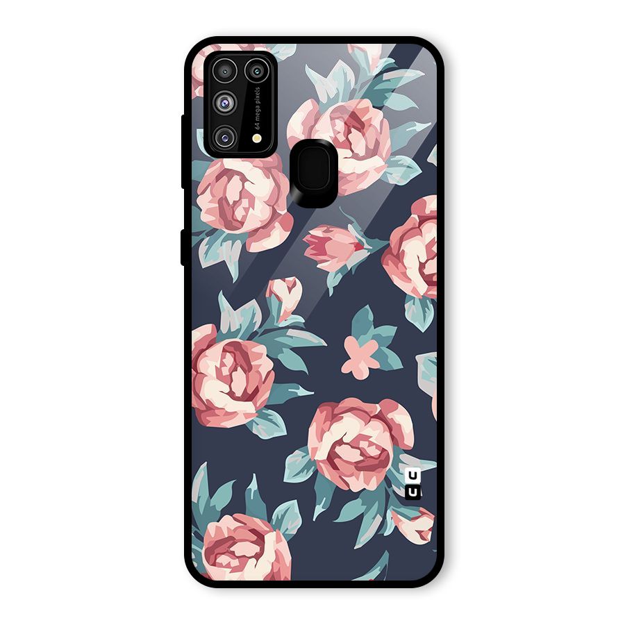 Flowers Painting Glass Back Case for Galaxy F41