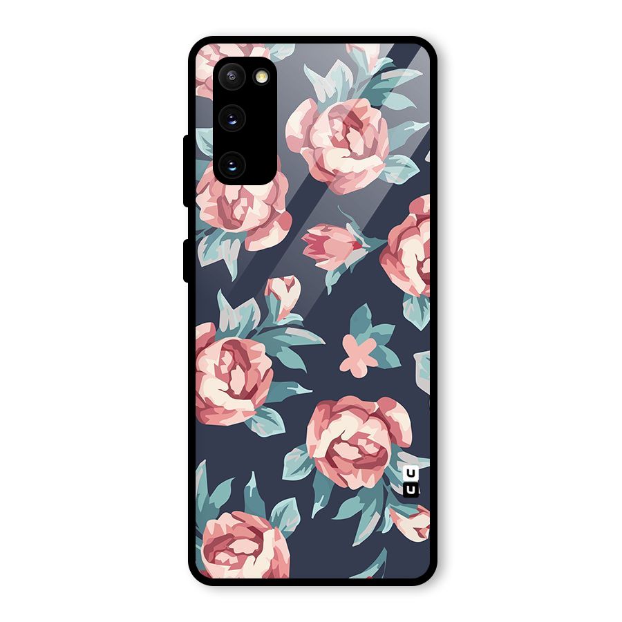 Flowers Painting Glass Back Case for Galaxy S20 FE 5G