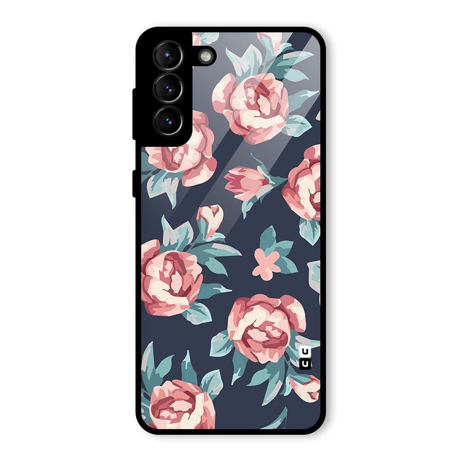 Flowers Painting Glass Back Case for Galaxy S21 Plus