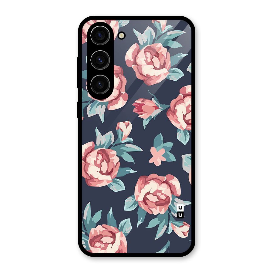 Flowers Painting Glass Back Case for Galaxy S23 Plus